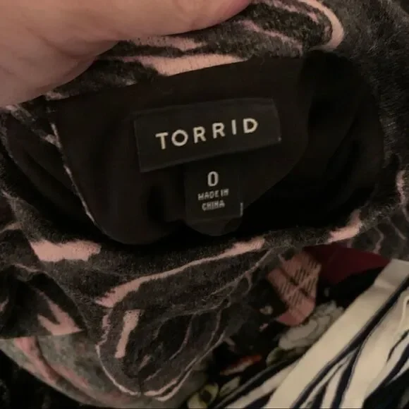 Torrid DARK GREY & PINK ZEBRA HACCI MOCK NECK TRAPEZE DRESS 0 - Picture 11 of 11